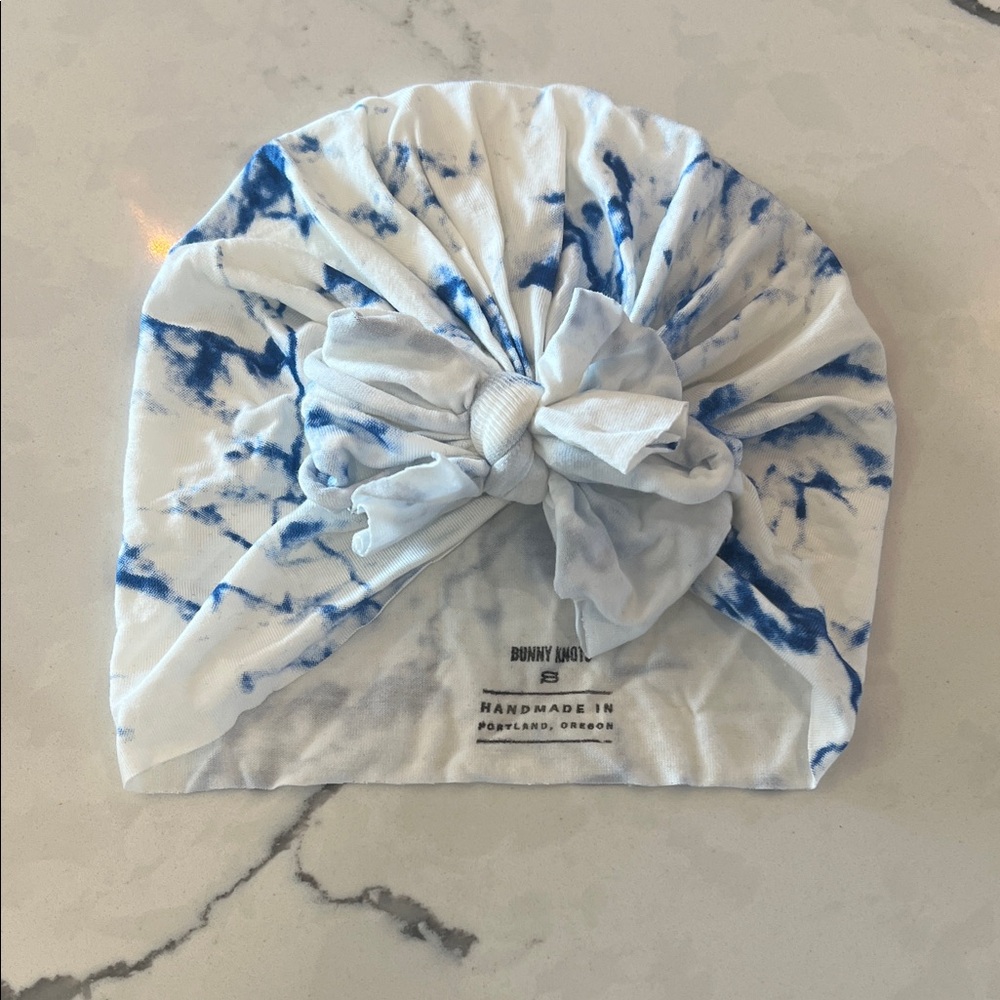 Bunny Knots Blue and White Kids Turban
